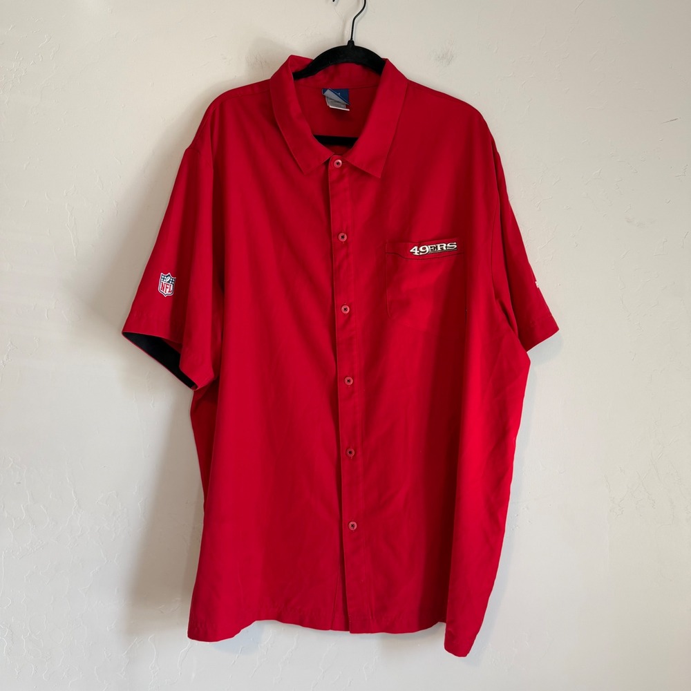 Reebok San Francisco 49ers NFL Onfield Button Down Shirt Mens 2XL Short Sleeve